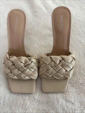 Marc Fisher Braided Slide Mules in Cream